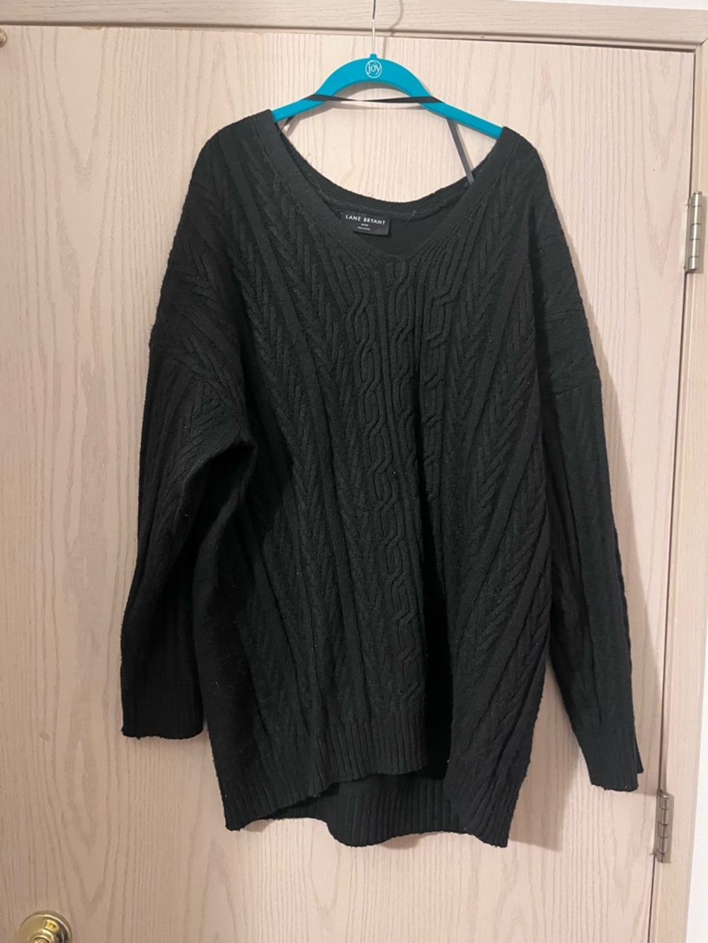 Lane Bryant Black Cable Knit Scoop-Neck Sweater